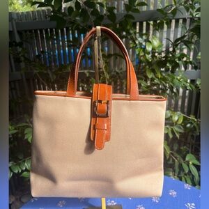 Ralph Lauren Double RL Tan and Brown Satchel